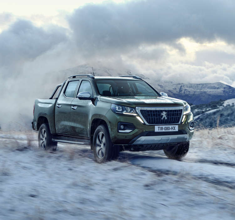 Peugeot Landtrek, вигляд з правого боку у засніженому полі